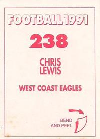 1991 Select AFL Stickers #238 Chris Lewis Back